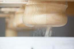 Ground flour output from the Pompeii Pizza stone-ground mill