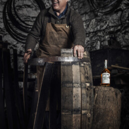 Coopering skills demonstrated by Ger Buckley as he re-constructs a wooden barrel