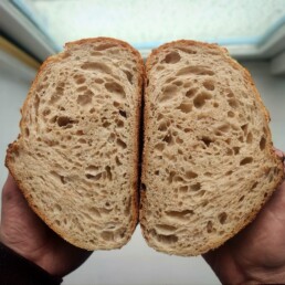 builin beg loaf cut in half